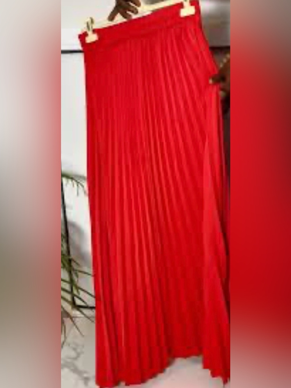 Ann Taylor Red Pleated Maxi Skirt - Picture 3 of 4